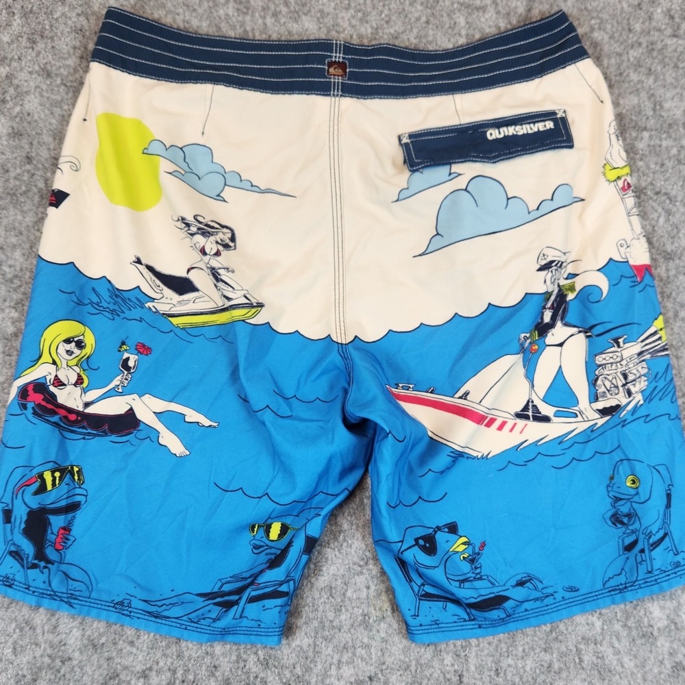 Quiksilver Lake Haveabrew Board Shorts Men 33 Blue Swim Trunks Surf Yatch Shrimp - Picture 4 of 7